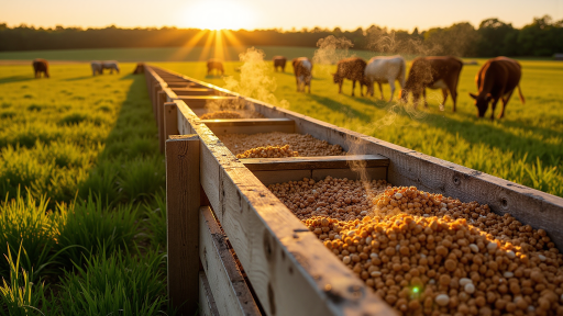 模拟经营类游戏截图，农场场景，种植作物的田地，小动物在其中活动，阳光明媚的虚拟场景，清新田园风格